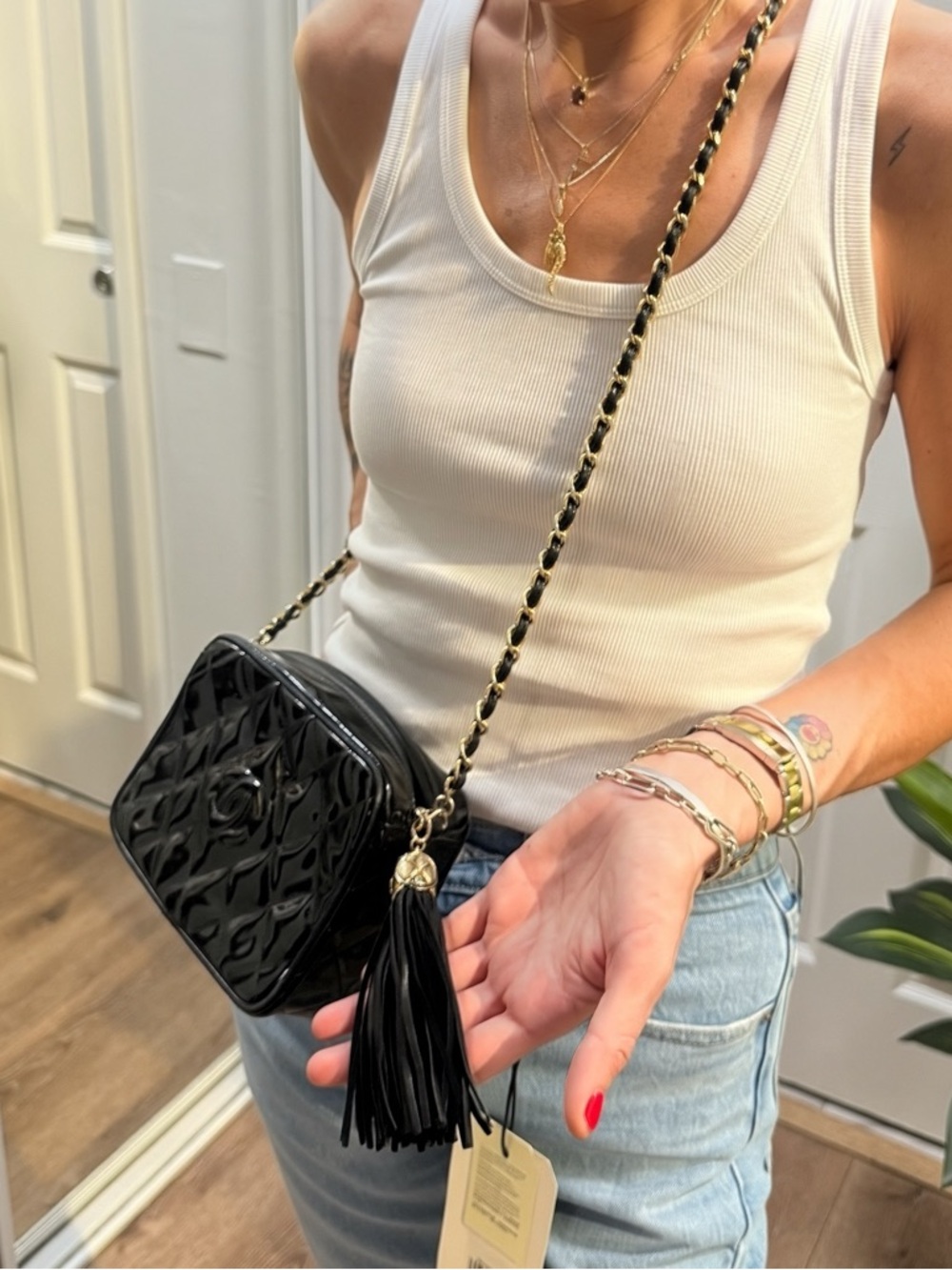 Chanel vintage black patent leather bag AUTHENTIC - Picture 4 of 8